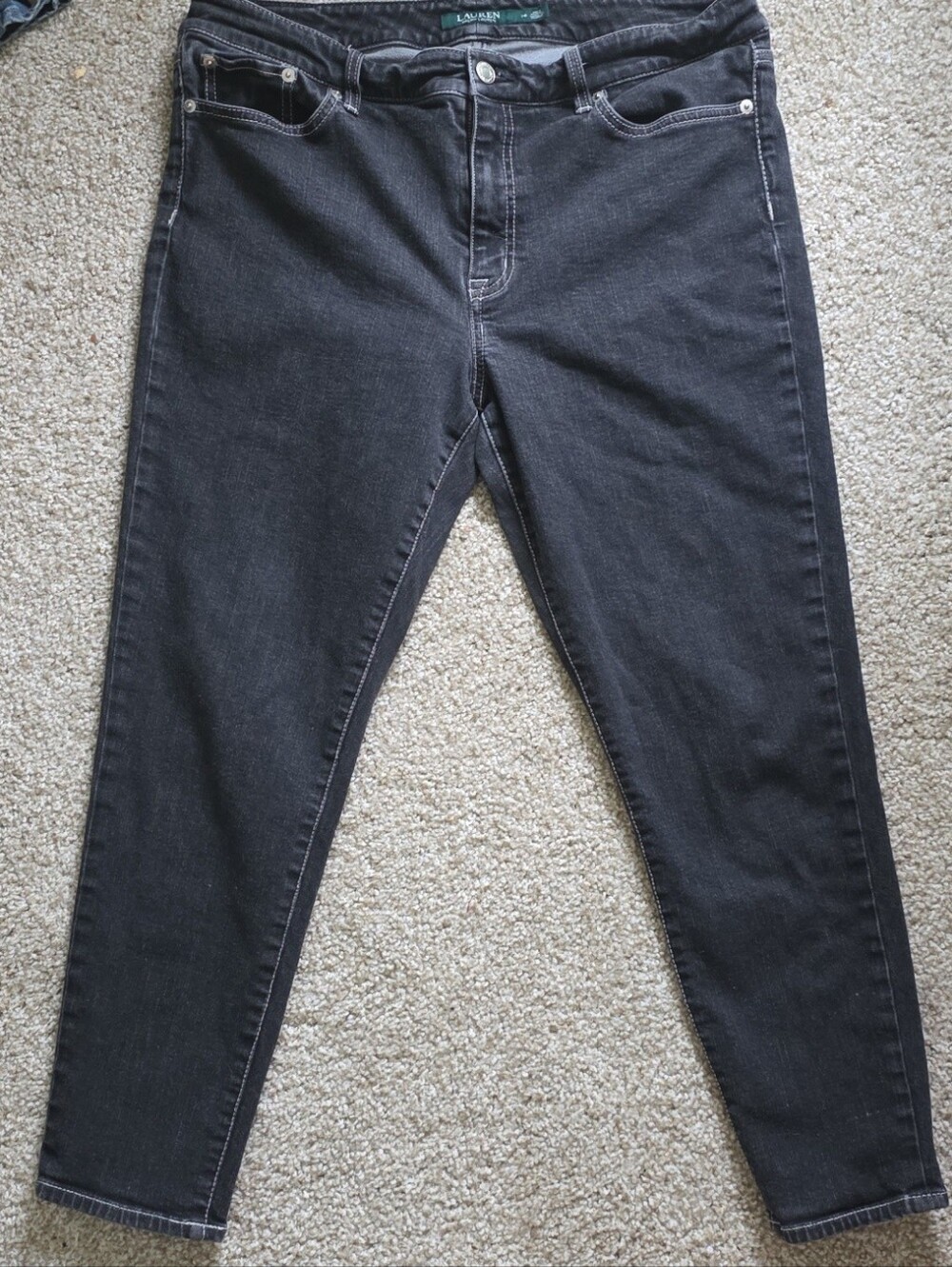 Lauren Ralph Lauren Women’s Size 14 Black Slim Straight Jeans Dark Wash Denim